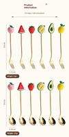 Ensemble de cuillères à fruits en acier inoxydable, design créatif et mignon, motifs de dessins animés (pastèque, fraise), pour desserts, avec boîte cadeau