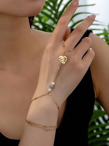 Joyería de Acero Inoxidable, Resistente al Agua, Chapada en Oro de 18k, Imitación de Perla, Colgante en Forma de Hoja, Pulsera, Anillo, <span class=keywords><strong>Cadena</strong></span> de Mano, Antideslustre - Product Image 6