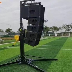 Hand-cranked thép cột cờ di động chiếu sáng đứng với bánh xe di động hiển thị giá treo thanh đứng Loa Giá - Product Image 1