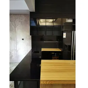 El Mejor Precio de aluminio negro del Gabinete de cocina de laca con puertas de vidrio cocina gabinete colgante de pared