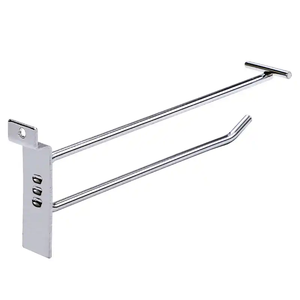 Soporte de exhibición de metal para panel perforado con ganchos ajustables, montaje en pared cromado, capacidad de más de 26 lb - Product Image 4