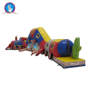Parcours d'obstacles gonflable géant en forme de petit train mignon, pour événements sportifs en plein air, fabriqué en Chine, tente durable en PVC - Product Image 2
