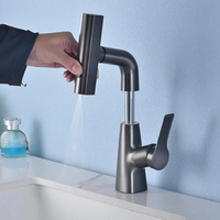 Robinet de cuisine moderne à une poignée Robinet pulvérisateur coulissant gris contemporain Noyau de valve en céramique pour les cuisines