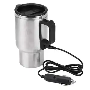 Taşınabilir 12V 500Ml araba su isıtıcı su isıtıcısı tutun ile puro çakmağı kablo paslanmaz çelik su isıtıcısı su isıtıcısı seyahat kahve kupa
