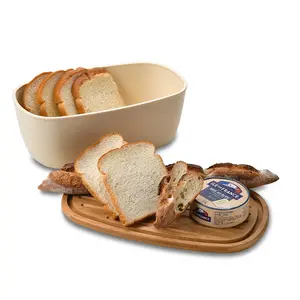 Ownswing New Design Household Food Storage Bin Rectangular Bread Box Container With Bamboo Lid