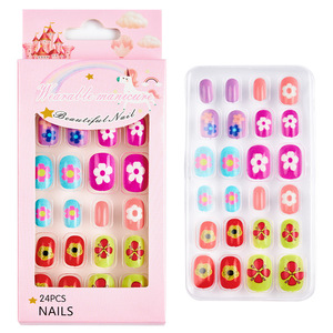 24 faux ongles artificiels à presser pour enfants, couvrance totale, pour petites filles, cadeau de festival, ensemble de faux ongles pour enfants - Product Image 4