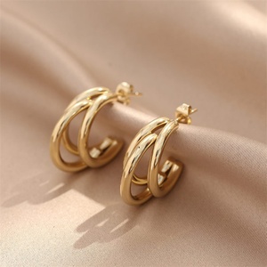 Hot Selling Jewelry Stainless Steel Irregular Hoop <b>Stud</b> <b>Earrings</b> for Women - Product Image 5