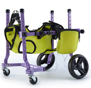 Adjustable 4 Wheel Pet Mobility Cart for Dogs Breathable <b>Foldable</b> Support Hind Legs Purple Aluminum Alloy Carrier - Product Image 3