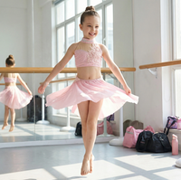 Robe de danse lyrique pour filles, robe de danse de compétition de luxe avec strass, robe de danse rose personnalisable