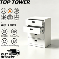 Armoire de classement autoportante moderne en acier à 4 tiroirs avec serrure à clé pour chambre et bureau – Rangement sécurisé des documents