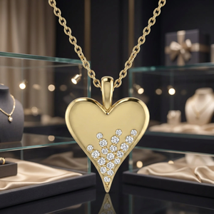 Collar con Colgante de Corazón Chapado en Oro de 14K, Cadena con Eslabones, Joyería Moderna para Mujer, Regalo de Aniversario - Product Image 1