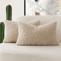Housse décorative en fausse fourrure bouclée texturée effet laine Teddy pour coussin lombaire, canapé, chambre, voiture, couleur kaki