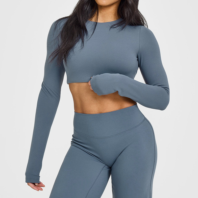 XW-YT1363 Brand New Long Sleeve Yoga Backless Sports Breathable Fitness High Neck Top Activewear Quick Dry Workout Gym Crop Top
