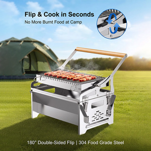 Parrilla de Carbón Giratoria Automática de Acero Inoxidable 304, Tipo Abatible Desmontable, Barbacoa para Exteriores y Hogar con Brochetas - Product Image 2