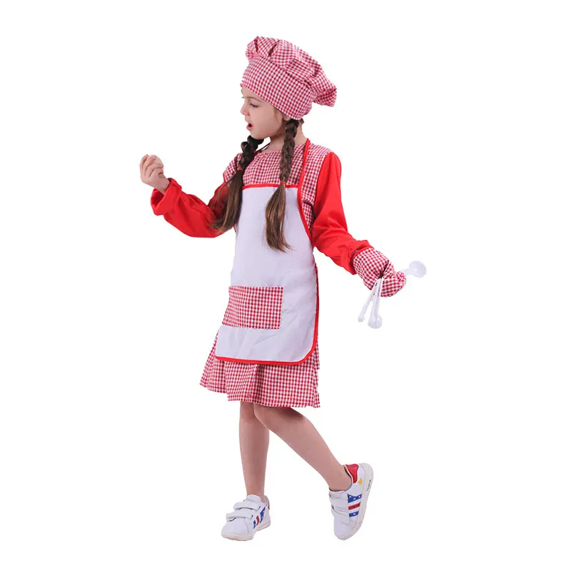New Arrival Girl's Pink Chef Career Day Costumes For Kids Halloween Festival Cosplay Costume