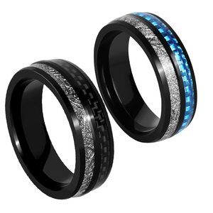 CHENG JEWELERS Bague en carbure de tungstène plaqué or 18 carats pour homme, avec incrustation de <span class=keywords><strong>bois</strong></span> et d'opale <span class=keywords><strong>imitation</strong></span>, 8 mm, bijoux de mode - Product Image 6