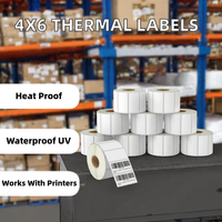 Étiquettes d'expédition autocollantes thermiques directes 4x6 imperméables résistantes aux UV en rouleaux perforés - Compatibles avec les imprimantes Rollo Zebra Munbyn