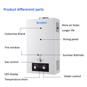Scaldabagno Istantaneo Portatile da 12L per Esterni con Scambiatore di Calore in Rame, Efficienza Energetica, Alimentazione a <span class=keywords><strong>Gas</strong></span> Naturale o Batteria per Casa e Camper - Product Image 4
