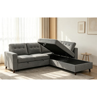 Canapé-lit en tissu confortable avec rangement, design européen, deux places, en forme de L, pour chambre et salon, vente en gros