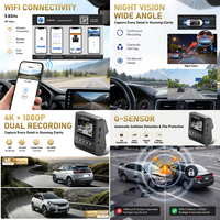 Caméra de tableau de bord Podofo 4K à double objectif, enregistrement en boucle, vision nocturne, WIFI, GPS, Type-C, caméra avant 4K + caméra arrière 1080P, fournisseur en gros
