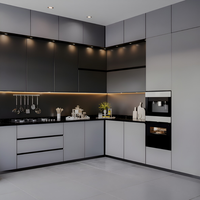 Ensemble d'armoires de cuisine de luxe en marbre ciel étoilé de Dubaï avec appareils électroménagers intégrés