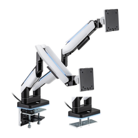Bras de moniteur de jeu LDT61-C024L avec lumière RVB Support de bureau à double écran à ressort à gaz pour moniteur robuste pour 17 "-35"