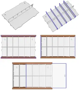 Organizador de vidro acrílico transparente, prateleira de armazenamento com compartimentos e porta deslizante, proteção à prova de poeira, caixa de sapateira para pop figure