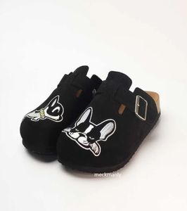 Chaussures à enfiler en cuir véritable en gros, daim de vachette, broderie imprimée fourrure - Product Image 4