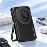 Mini batterie externe magnétique sans fil 10000mAh 20W Batterie externe compacte avec support pliable et câble USB C intégré