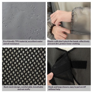 <span class=keywords><strong>Delantal</strong></span> de trabajo tipo mono para <span class=keywords><strong>mujer</strong></span>, de manga larga, impermeable, resistente al aceite y al desgaste, de TPU, con diseño de chaleco invertido, para uso doméstico y de cocina, con logotipo. - Product Image 3