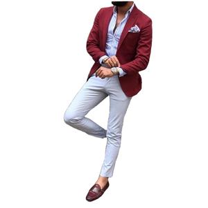 Traje de Blazer Rojo Borgoña para Hombre, Traje de Esmoquin, Chaqueta y Pantalones para Boda, Traje Entallado Personalizado para Hombre, Pantalones de 2 Piezas Hechos a Medida - Product Image 2