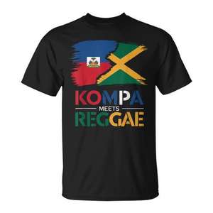 Camiseta Kompa Meets Reggae para Adultos, Unisex, Cuello Redondo, Manga Corta, Impresión Digital, Promocional - Product Image 1