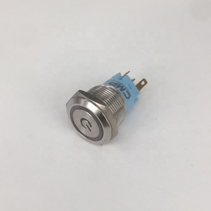 Símbolo de alimentación <span class=keywords><strong>12V</strong></span> LED azul 19mm Interruptor de botón de enganche 1NO 1NC SPDT <span class=keywords><strong>ON</strong></span>/<span class=keywords><strong>Off</strong></span> Impermeable Negro Shell Metal Redondo - Product Image 6