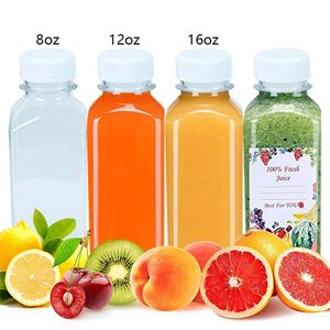 16oz Plastic Bottle Wholesale Empty 250ml 16oz 200ml 8oz 250 Ml 350ml Commercial Transparent Pet Round Coffee Plastic Juicy Beverage Bottle