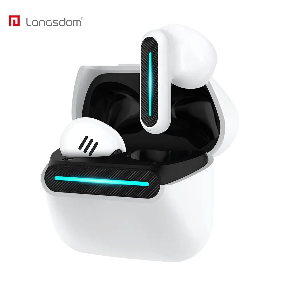 Langsdom đầu người bán miễn phí Mẫu độ trễ thấp chơi game tai nghe bluetooth 5.3 TWS chơi game Earbuds Tai nghe không dây Earbuds cho game thủ