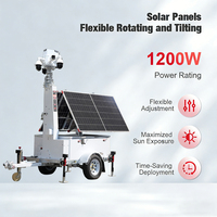 Torre de Vigilancia Móvil, Torre de CCTV Solar Fuera de la Red con Cámara de Seguridad 4K y Sistema de Energía Solar, Mástil con Cable Integrado