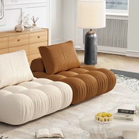 Canapé compact moderne inclinable en tissu compressé, canapé modulaire color block avec éponge haute densité pour salon d'appartement