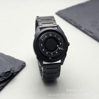 Nouvelle Montre Homme de Luxe à Quartz en Acier Inoxydable, Technologie Noire à Lévitation Magnétique, Mouvement Importé Étanche