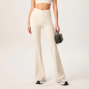 Custom Button-up trouser <b>flared</b> <b>Leggings</b> Stitch Stripe Fitness Workout High Waisted Yoga <b>Leggings</b> Women Gym <b>Leggings</b> - Product Image 2