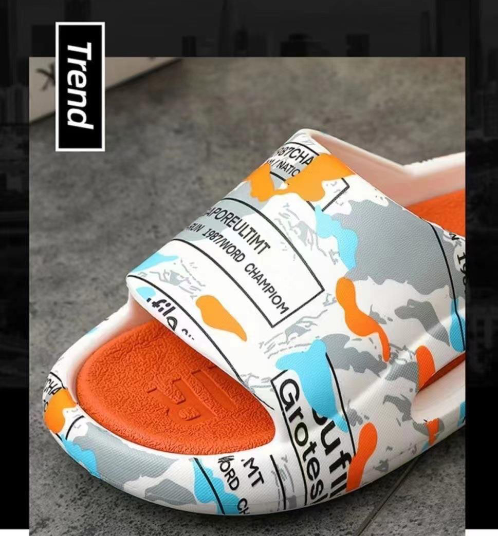 Custom Printed Outdoor Slides Women Men Thick Bottom Slippers Platform Non Slip Shoes