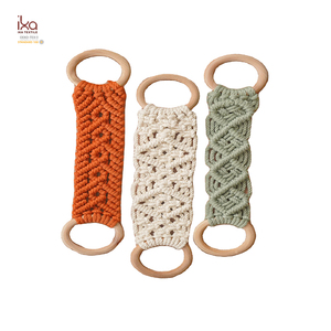 Tovagliolo da cucina <span class=keywords><strong>in</strong></span> cotone retrò ecologico appeso <span class=keywords><strong>in</strong></span> <span class=keywords><strong>legno</strong></span> e macramè portasciugamani - Product Image 1