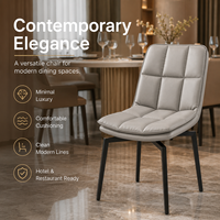 Chaise de salle à manger moderne matelassée en similicuir noir avec pieds araignées pour hôtel et restaurant