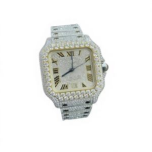 Classic Style Square 40mm Stainless Steel Glass Men's Luxury Designer Moissanite <b>Mechanical</b> <b>Watch</b> Bracelet Clasp 10 Bar Water - Product Image 1