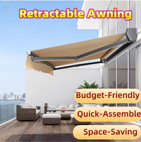 Auvent extérieur mural rétractable et pliable avec télécommande, à rayures personnalisées et imperméable