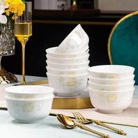 Bol à riz en porcelaine de Jingdezhen grande capacité, style chinois, anti-brûlure, vaisselle de haute qualité pour la maison, plat à soupe, utilisation pour les fêtes
