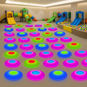 Dalles de jeu interactives LED rondes pour sol de danse intérieur avec capteur de pression, cercle lumineux 3D pour scène DJ, lumières de scène rondes - Product Image 3