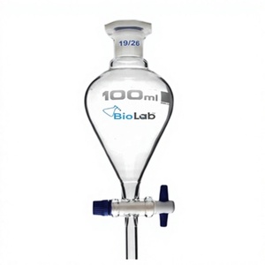 Entonnoirs de séparation en verre borosilicaté en forme de Squibb avec bouchon en PE, entonnoir conique de laboratoire pour usage en laboratoire - Product Image 1
