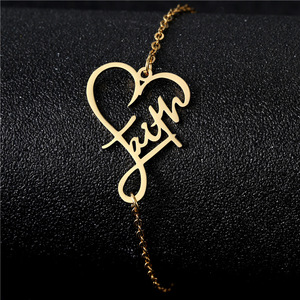 Bracciale Unisex in Acciaio Inossidabile <span class=keywords><strong>con</strong></span> Incisione 'Grace God Faith', Stile Europeo e Americano, Placcato, Regalo - Product Image 2