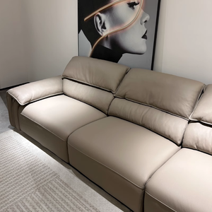 Canapé en cuir à rangée droite, style minimaliste et luxueux, très recommandé, pour petit appartement, salon, oreilles d'éléphant - Product Image 2