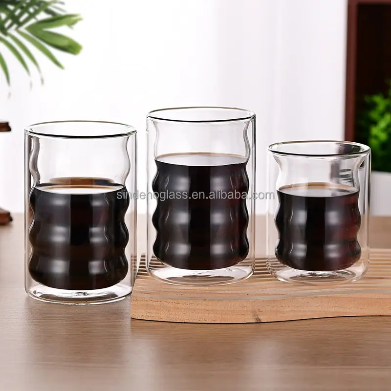 7 унций 11,5 унций 12,5 унций прозрачная стеклянная чашка с двойными стенками Стеклянная чашка для кофе набор стеклянных чашек